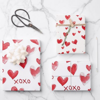 Chic Red Cream Valentine Love Wrapping Paper Sheets