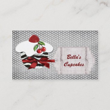 chic red cupcake business Cards