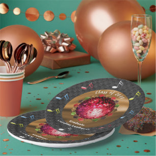 Chic Red Disco Ball Graduation Fun Paper Plates