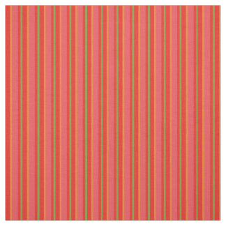 Chic Red Field Poppies Snazzy Striped Fabric