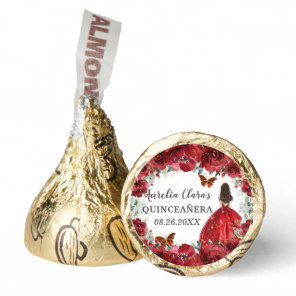 Chic Red Floral Flowers Gold Butterflies Princess  Hershey®'s Kisses®