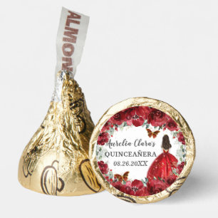Chic Red Floral Flowers Gold Butterflies Princess  Hershey®'s Kisses®