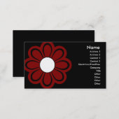 Chic Red Flower on Black Business Card (Front/Back)