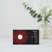 Chic Red Flower on Black Business Card (Standing Front)