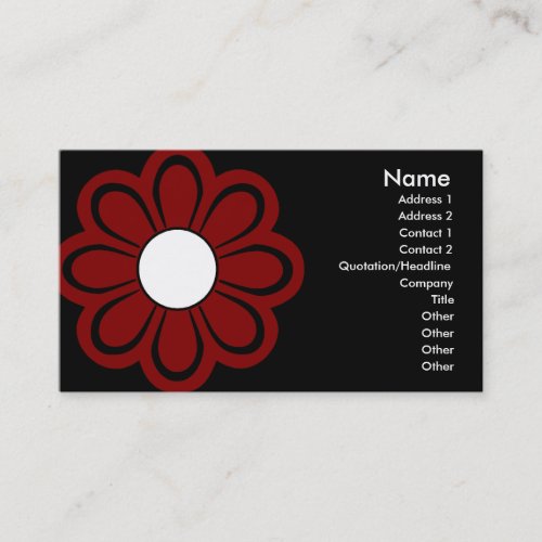 Chic Red Flower on Black Business Card