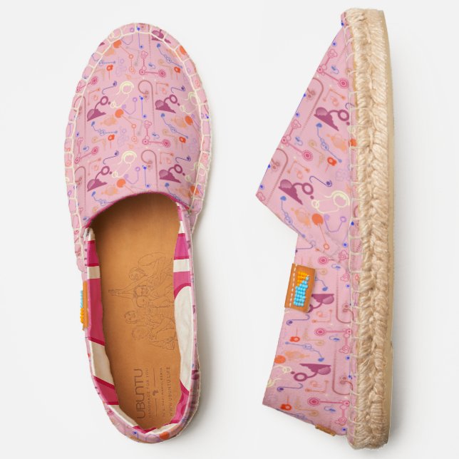 Chic Red Funny Magical Rain Generator Pattern Espadrilles (Side)