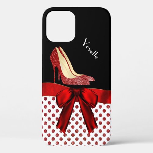 Chic Red Glitter Stilettos iPhone 12 Case