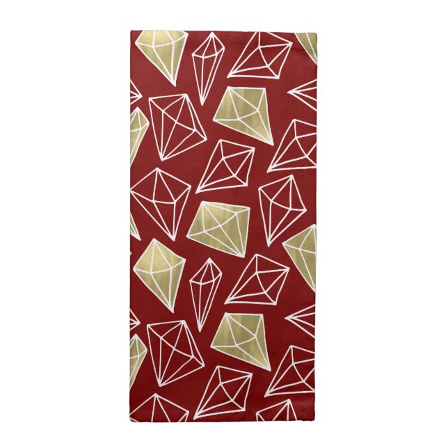 Chic Red Gold Diamonds Christmas Cloth Napkin (Half Fold)