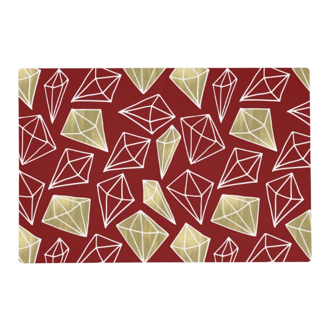 Chic Red Gold Diamonds Christmas Placemat (Front)