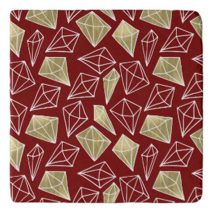 Chic Red Gold Diamonds Christmas Trivet