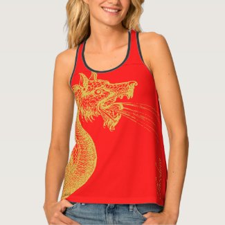 Chic Red Gold Dragon Tank Top