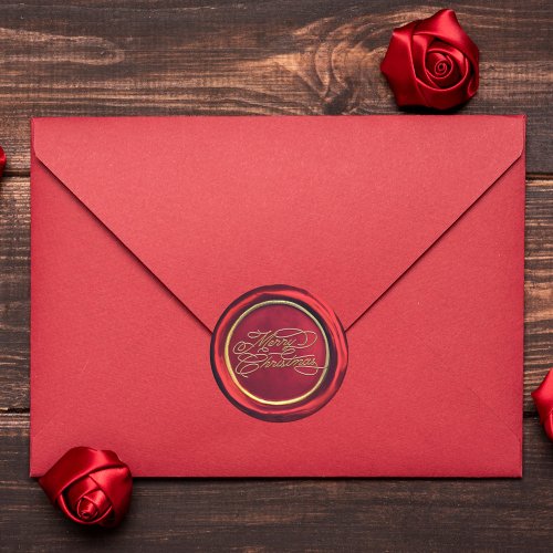  Chic Red  Gold Merry Christmas Wax Seal Stickers