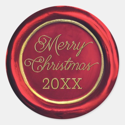  Chic Red  Gold Merry Christmas Wax Seal Stickers