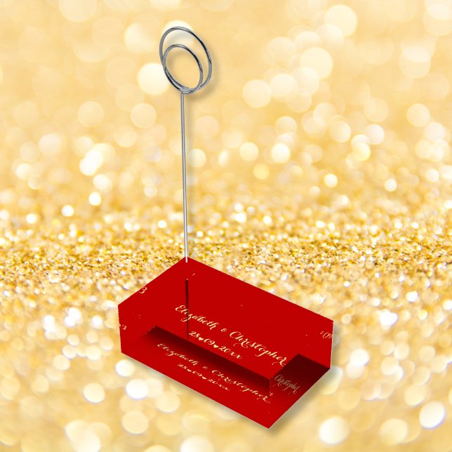 Chic Red Gold Wedding Reception Table Menu Number Place Card Holder (Chic Red Gold Wedding Reception Table Menu Number Place Card Holder)