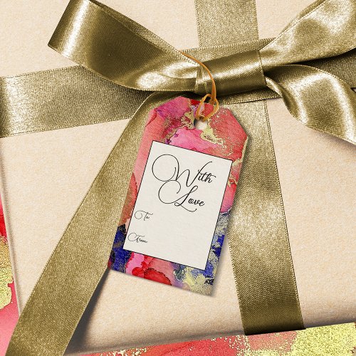 Chic Red Gold With Love Gift Tags