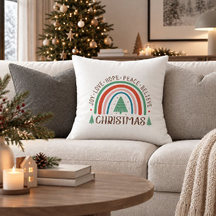 Chic Red Green Boho Christmas Minimalist Pillow Ar