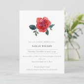 CHIC RED GREEN ROSE FLORAL BRIDAL SHOWER INVITE (Standing Front)