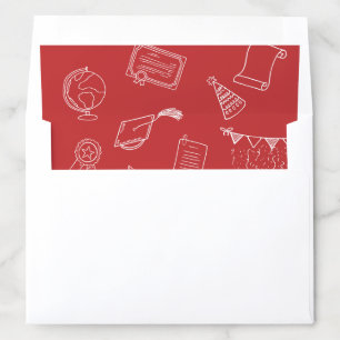 Chic Red Hand Drawn Doodles Arch Photo Graduate Envelope Liner