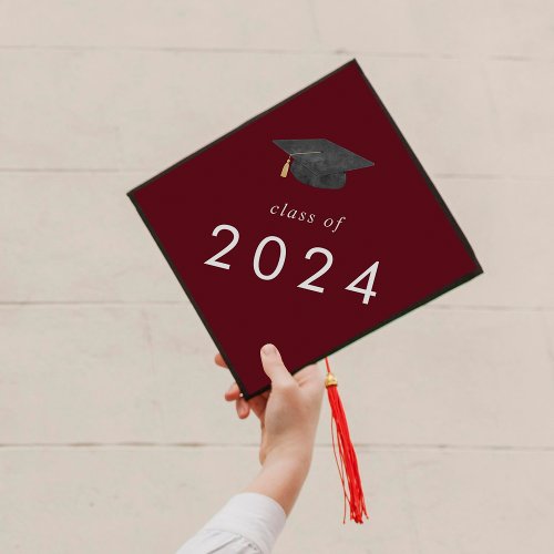 Chic Red Hat Class of 2024 Graduation Cap Topper