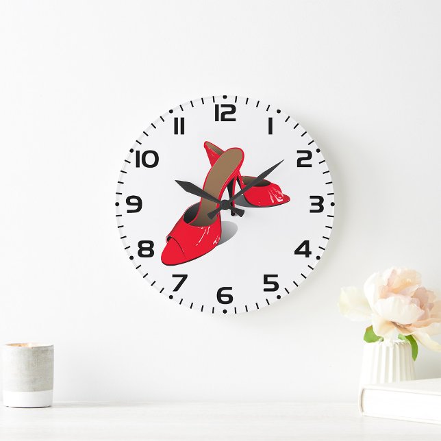Chic Red High Heels Glamorous Stiletto Fashion  Large Clock (Creator Uploaded)