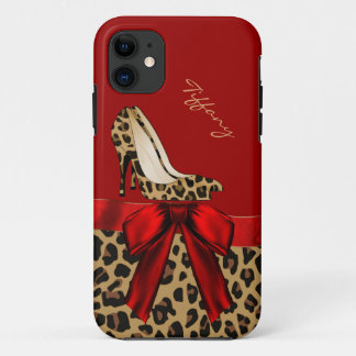 Chic Red & Jaguar Print iPhone 11 Case