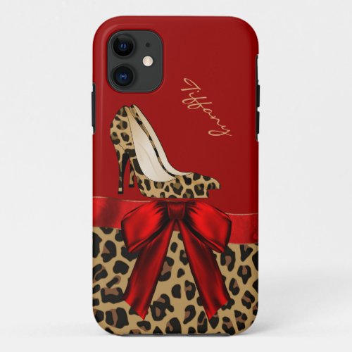 Chic Red  Jaguar Print iPhone 11 Case