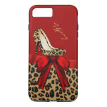 Chic Red &amp; Jaguar Print Iphone 7 Plus Case at Zazzle