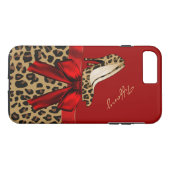 Chic Red &amp; Jaguar Print iPhone 7 Plus Case | Zazzle