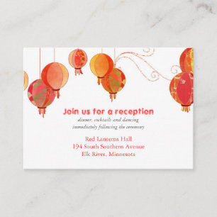 Chic Red Lanterns Wedding Reception Enclosure Card