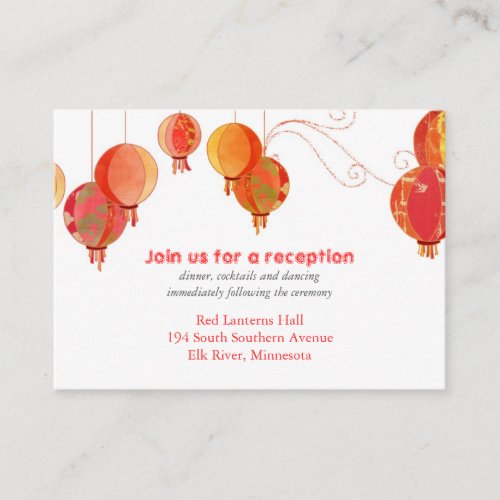 Red Lanterns Wedding Reception Inserts (3.5x2.5) Business Card