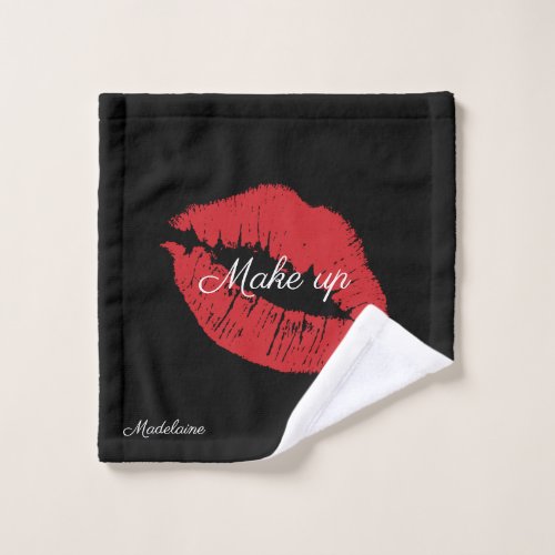 Chic Red Lips  custom Name Beauty Makeup Wash Cloth