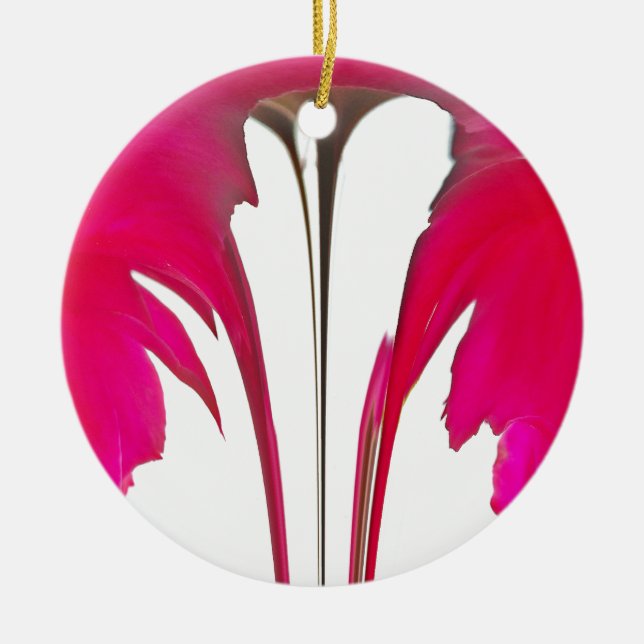 Chic Red Magenta Abstract Rose Dripping Paint Art  Ceramic Ornament (Front)