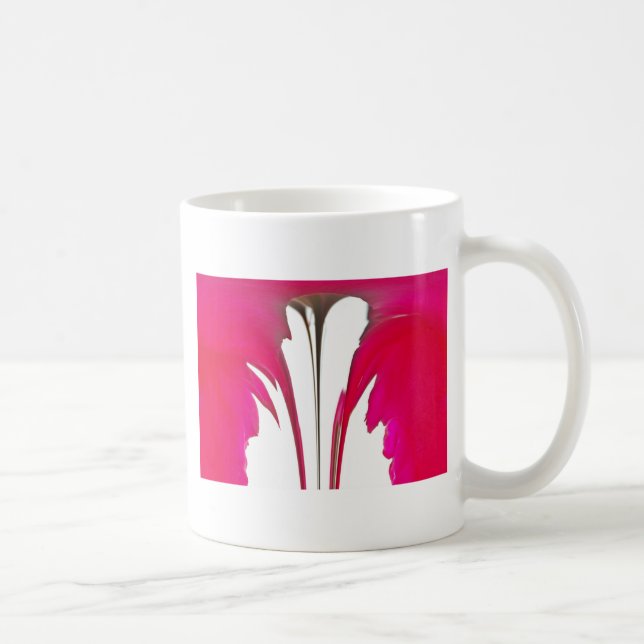 Chic Red Magenta Abstract Rose Dripping Paint Art  Coffee Mug (Right)