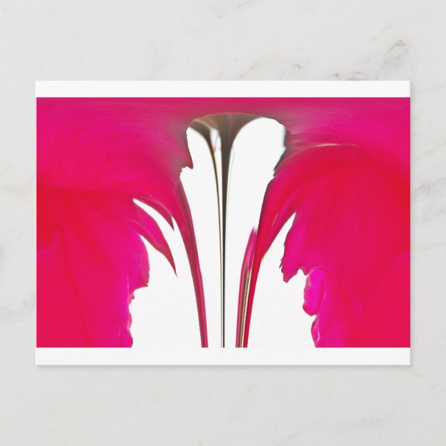 Chic Red Magenta Abstract Rose: Dripping Paint Art Postcard (Front)