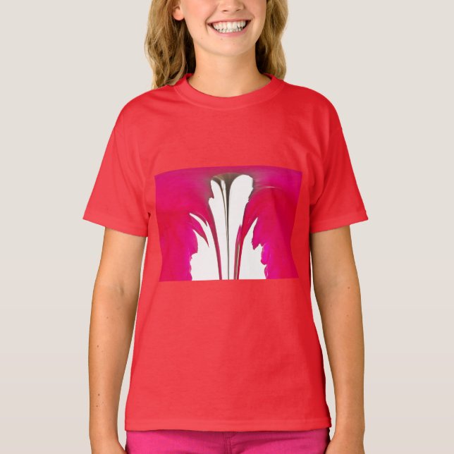 Chic Red Magenta Abstract Rose Dripping Paint Art  T-Shirt (Front)