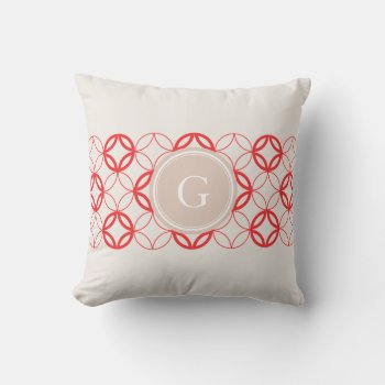 Chic Red Moroccan Circle Pattern Monogram Throw Pillow by TintAndBeyond at Zazzle