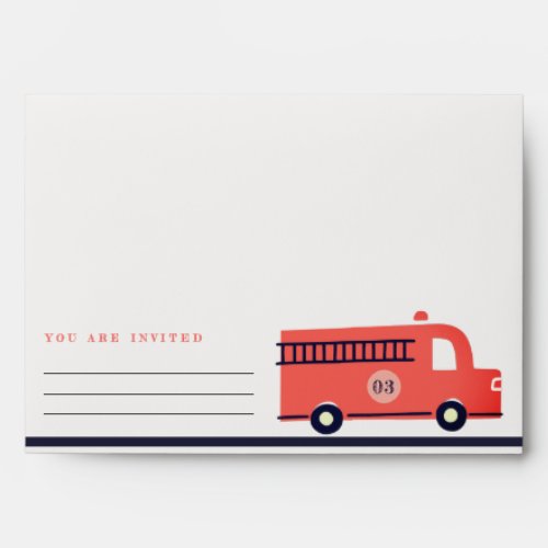 Chic Red Navy Fire Truck Engine Any Age Birthday Envelope