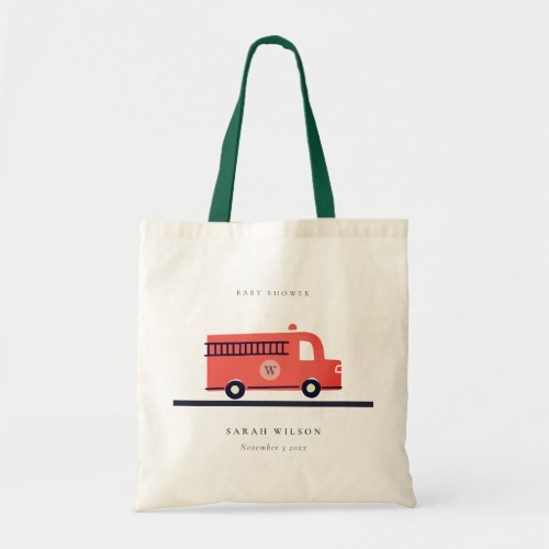 Chic Red Navy Fire Truck Engine Baby Shower