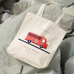 Chic Red Navy Fire Truck Engine Baby Shower Tote Bag<br><div class="desc">If you need any further customisation please feel free to message me on yellowfebstudio@gmail.com.</div>