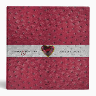 Chic Red Ostrich Leather Look Wedding Binder