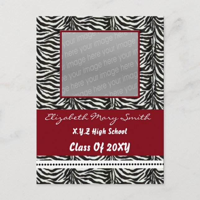chic red photo Graduation Invitation Postcard (Front)