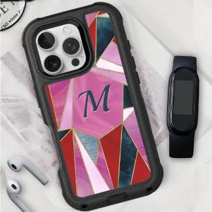 Chic red pink grey abstract geometric Case-Mate iP iPhone 16 Pro Case