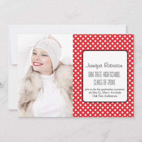 Chic Red Polka Dots Graduation Announcement