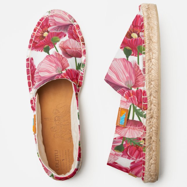 Chic Red Poppy Floral Pattern | Botanical Espadrilles (Side)