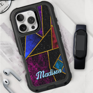 Chic red purple and blue girly geometric iPhone 16 pro case