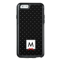 Chic Red Ribbon Polka Dot Pattern Monogram OtterBox iPhone 6/6s Case