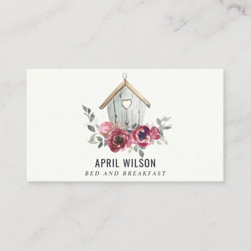 CHIC RED ROSE FLORAL WOOD HOME STAY BED BREAKFAST BUSINESS CARD