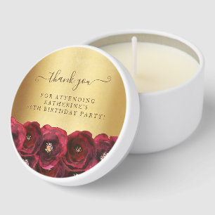 Chic Red Rose Gold 50th Birthday Party Thank You Mini Candle Favors