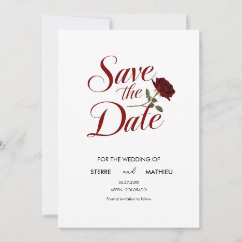 Chic Red Rose Wedding Save The Date