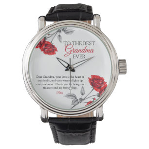 Chic Red Roses Best Grandma Watch